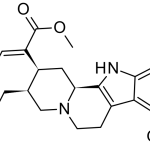 (E)-2-[(2S,3S)-3-ethyl-8-methoxy-1,2,3,4,6,7,12,12b- octahydroindolo[3,2-h]quinolizin-2-yl]-3- methoxyprop-2-enoic acid methyl ester,  Mitragynine, Kratom's main active ingredient.