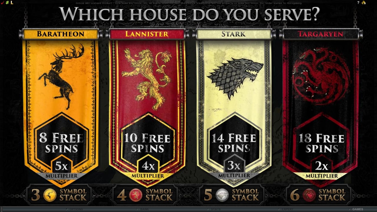 The picture shows you the free spins feature in the Game of Thrones online slot game
