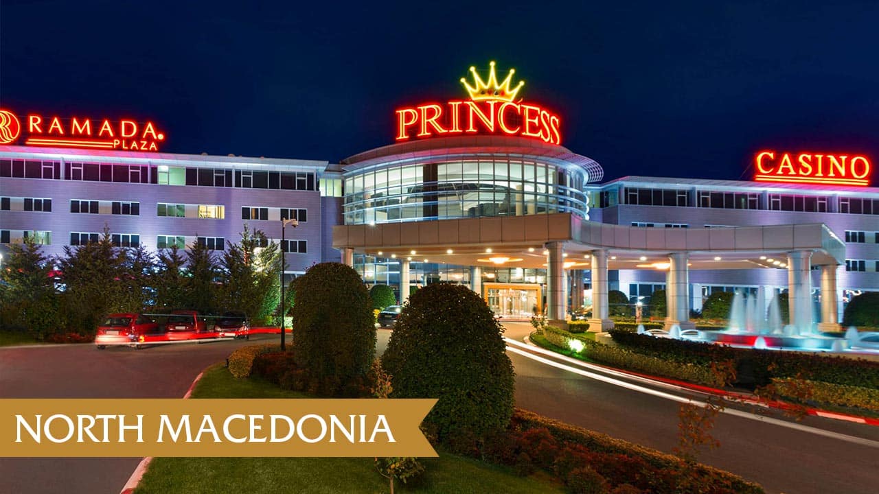 This is a photo of Princess Casino in Gevgelija, North Macedonia. On this page you can read about the taxation, legal status, licensing and age requirement of the various forms of games of chance in Macedonia, and you can find a list of licensed online gambling websites, which accept Macedonian players.
