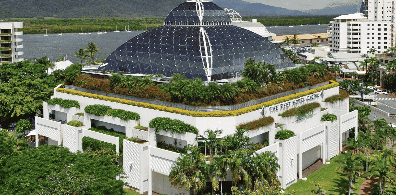 This is a picture of the roof garden, glass dome and green roof of Reef Hotel Casino in Queensland, Australia. On this page, under the picture, you can find an interactive map, which displays information regarding the legal status of the various forms of online gambling (poker, bingo, sports betting, lottery, cryptocurrency wagering). Click on any country on the map to learn more about the legislation, laws regarding internet games of chance in the country, and to find list of licensed online gambling websites, which accept players from that particular country.