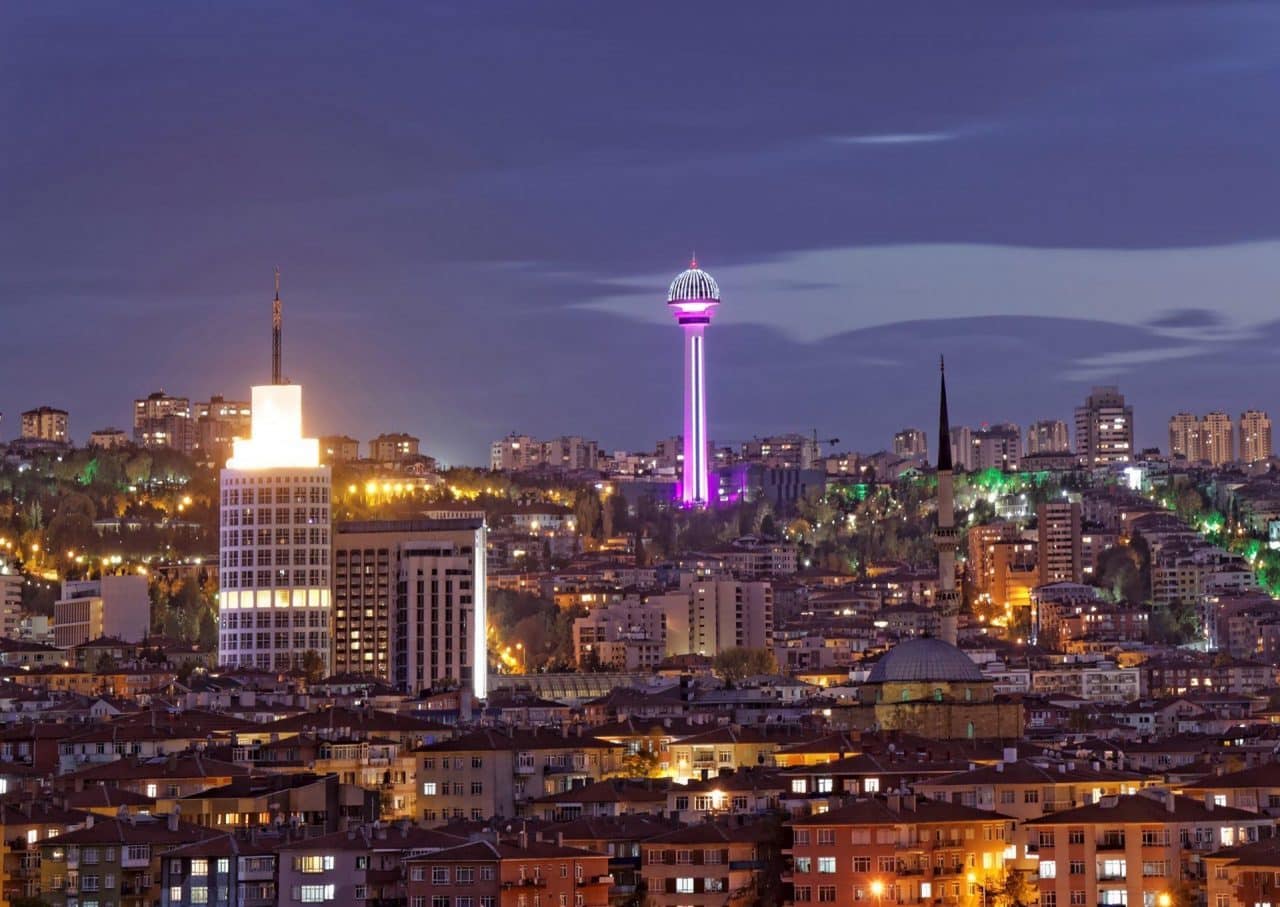 This is a photo, a cityscape of Ankara (capital of Turkey), at night. There are no Turkish casinos anymore in Turkey since 1998, but when they were still legal Ankara and Istanbul had the most of them (some of the office buildings on the picture were actually used to house casino hotel back then, you can watch a video below, which show some of these casinos, you might recognize them). On this page, under the picture, you can find a list of all terrestrial Turkey casinos, and slot halls with review analysis and videos, and you can find a list of licensed online casinos, which accept Turkish players.