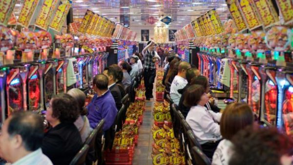 A pachinko parlor, one of the few forms of gambling available in Japan
