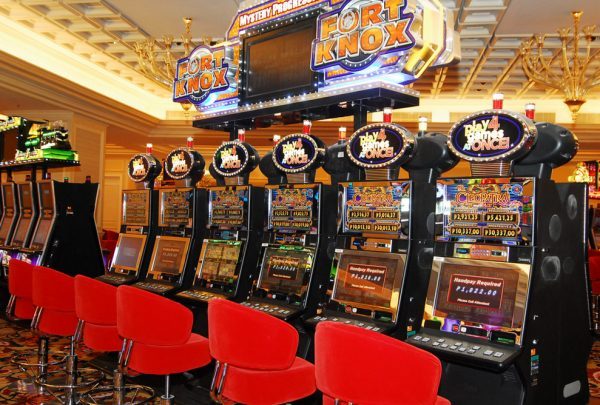 Slot machines in the Okada Manila Casino in the Philippines