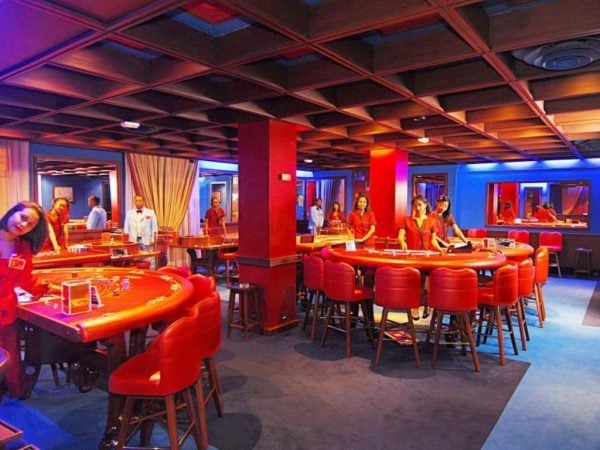 Gaming tables in the Colbert Hotel & Casino in Madagascar
