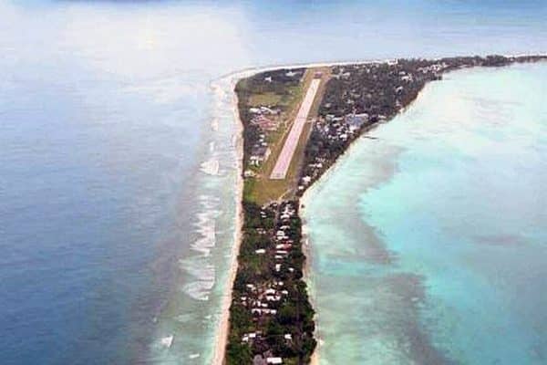 Aerial view of Funafuti, the capital of Tuvalu