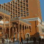 This is photo of the front entrance of Cairo Marriott Hotel, where Omar Khayyam Casino. This is the fifth casino on this list of the top 10 Egyptian casinos, you can find the other venues above and below this one. You can read more about this casino gaming venue to the right of the picture: its' address, opening hours, dress code, entrance fee, and you can watch a video of the venue as well.