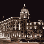 This is a picture of the main building and night lights of Hotel Sofitel Montevideo Casino Carrasco and Spa in Uruguay. To the right of the picture you can read more about this particular casino.